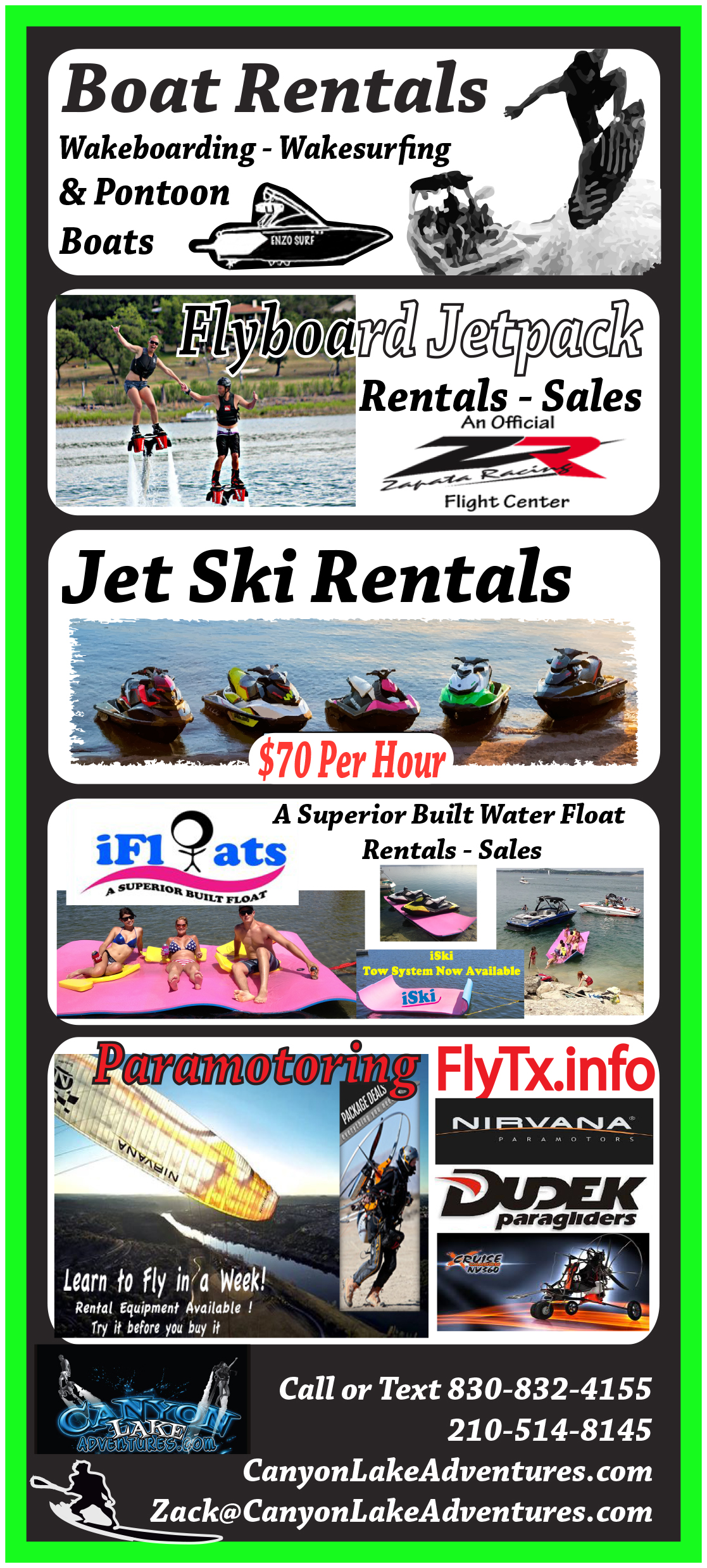 aquaboard  - flyboard jetpack rentals canyon lake